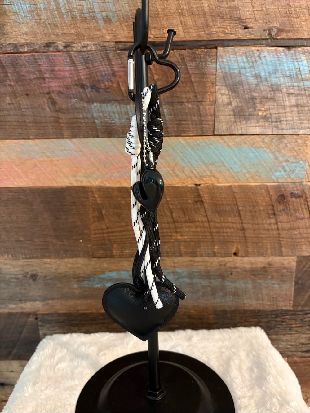 Black and White Heart Charm keychain
